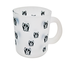 Hrnek skleněný matný logo sovy